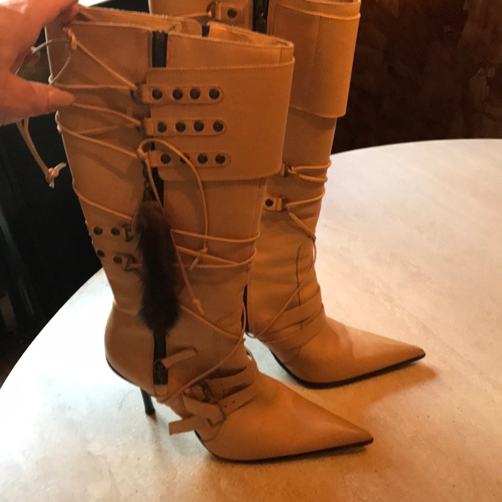 Cesare Paciotti camel leather boots